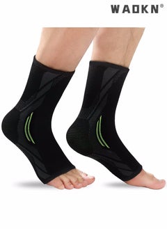 WAOKN Ankle Brace, 1 Pair Ankle Brace Compression, Ankle Support Brace for Sprained Ankle, Injury Recovery, Joint Pain, Achilles Tendonitis Support, Plantar Fasciitis Sock Reduce Swelling (L)  - Image 1