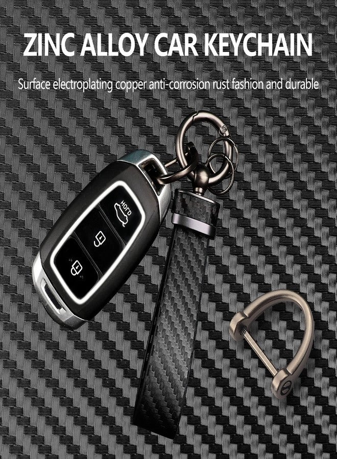 Turcee Carbon Fiber Car Keychain,Microfiber Leather Car Key Fob,Car Accessories Key Ring & Anti-Lost D-Ring & Screwdriver (Black) - Image 3