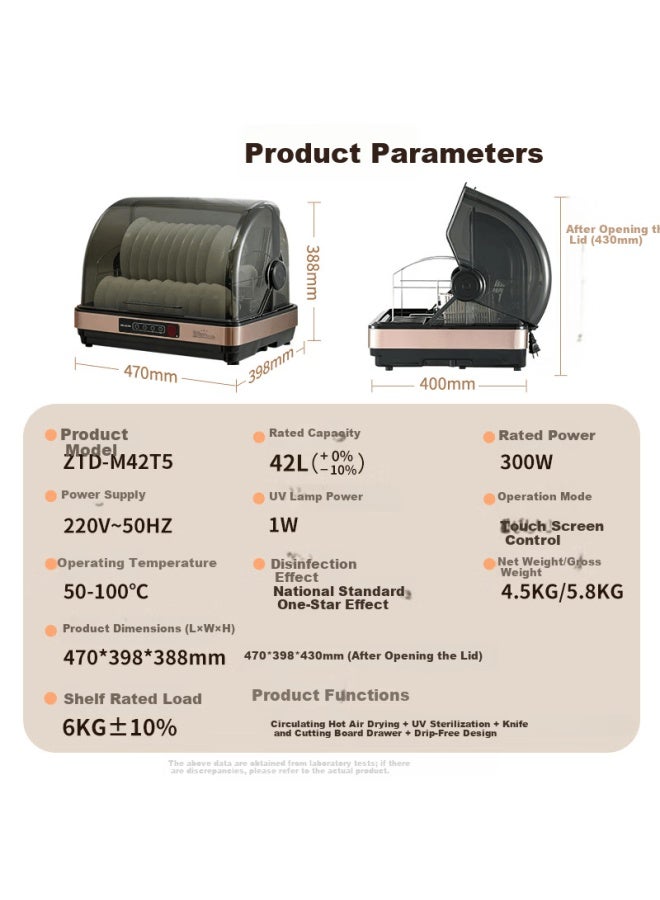 Meiling Desktop Sterilizer Cabinet Multifunctional Household Kitchen Dishware Knife Rack Tea Cup Sterilizer Large Capacity Uv Drying And Cleaning Cabinet [government Subsidy] Ztd-m42t5 - Image 1