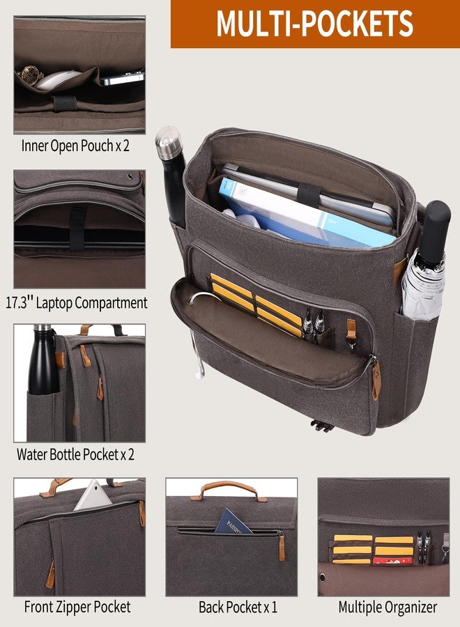 ESTARER Men Messenger Bag 17-17.3 Inch Laptop Bag Water-resistant Canvas Computer Shoulder Bag Briefcase for Work College Travel, Grey - Image 5