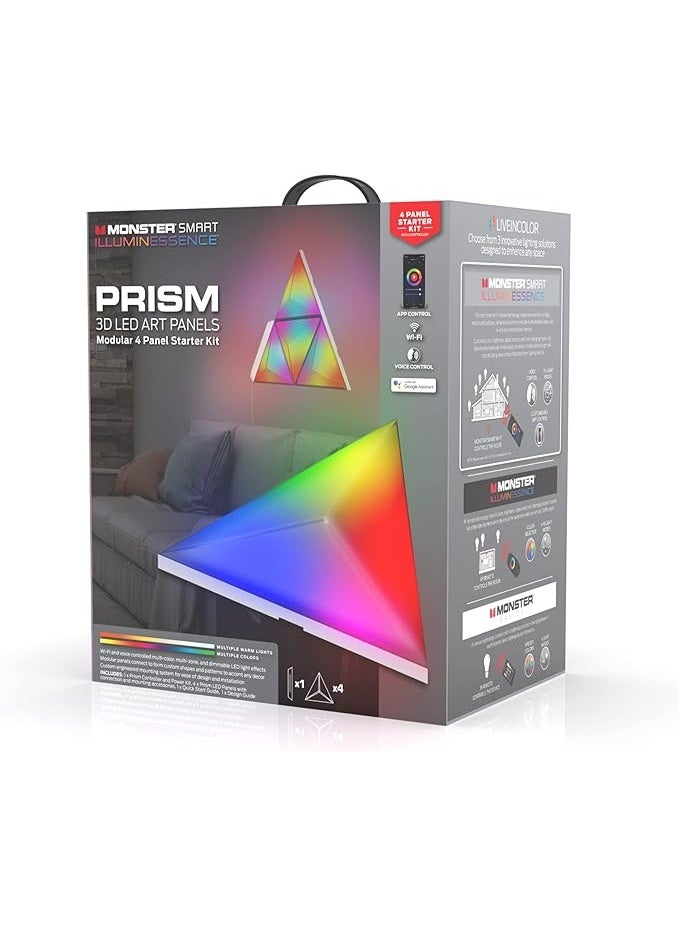 Monster 3D Multicolor LED Art Panels, 4-Panel Starter Kit, Wall Lighting, Remote Access From Anywhere, Works with home assistant, Easy DIY Installation - Image 3