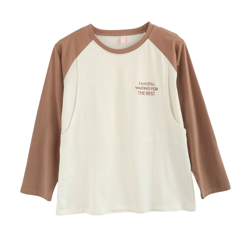 Breastfeeding Top T-Shirt Hot Mom Style Pure Cotton Outer Wear Spring and Autumn Pregnant Women's Long Sleeve Breastfeeding Moon Dress Women's Large Size - Image 5