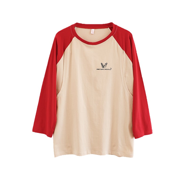 Breastfeeding Top T-Shirt Hot Mom Style Pure Cotton Outer Wear Spring and Autumn Pregnant Women's Long Sleeve Breastfeeding Moon Dress Women's Large Size - Image 1