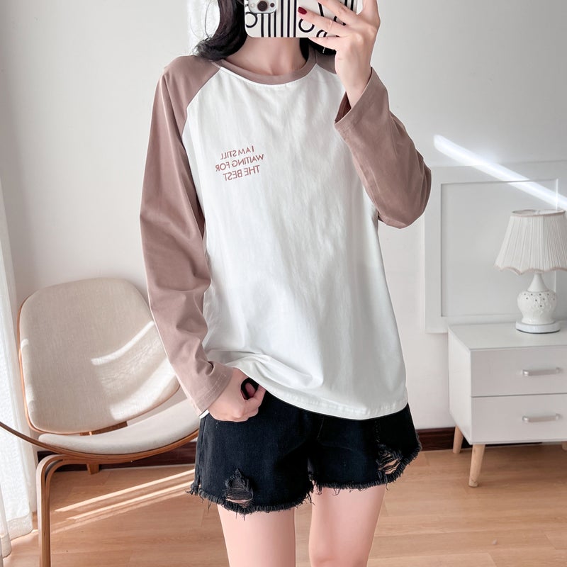 Breastfeeding Top T-Shirt Hot Mom Style Pure Cotton Outer Wear Spring and Autumn Pregnant Women's Long Sleeve Breastfeeding Moon Dress Women's Large Size - Image 4