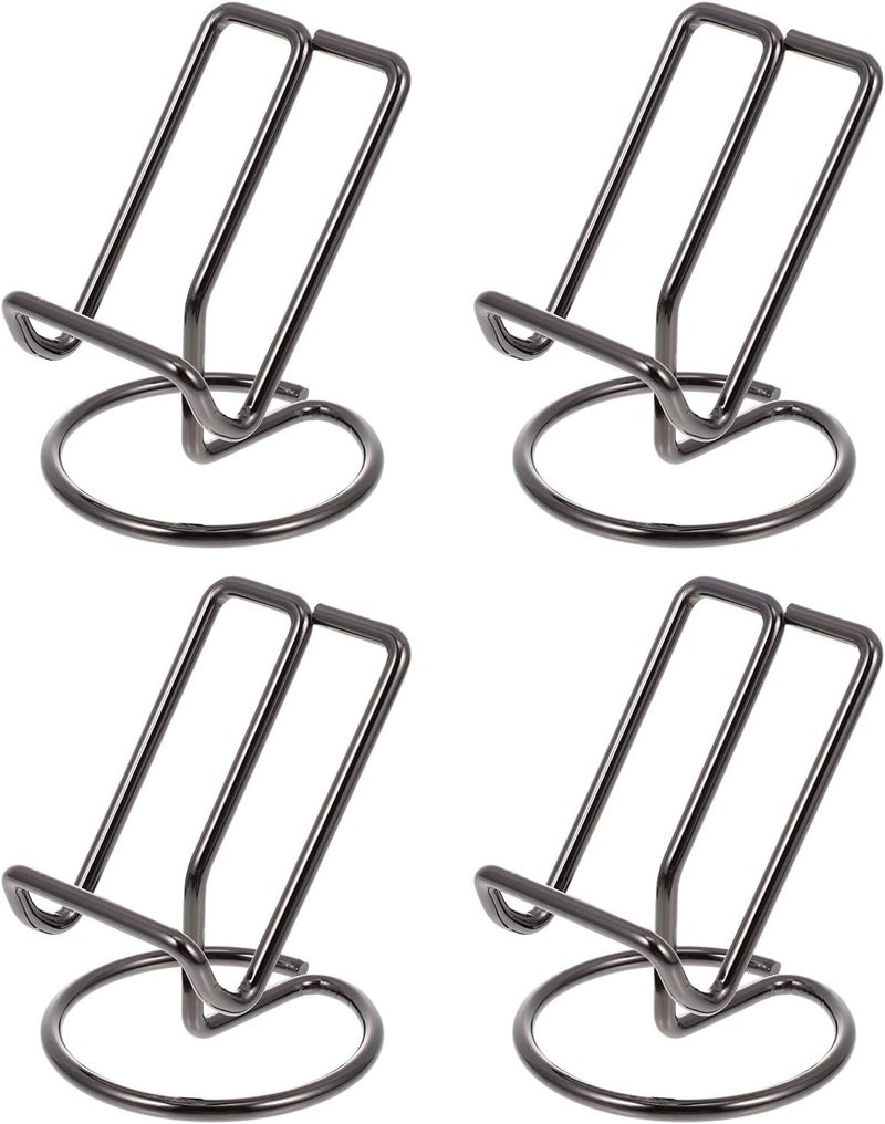 Levemolo 4pcs Desktop Metal Tablet and Phone Holder Stands, Universal Portable Phone Supports with Storage Racks for Home and Office Use, Black - Image 1