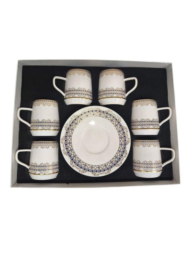 AKDC Premier Ceramic Cup and Saucer 12Pcs Set 6 Cups With 6 Saucers-200ML - Image 1