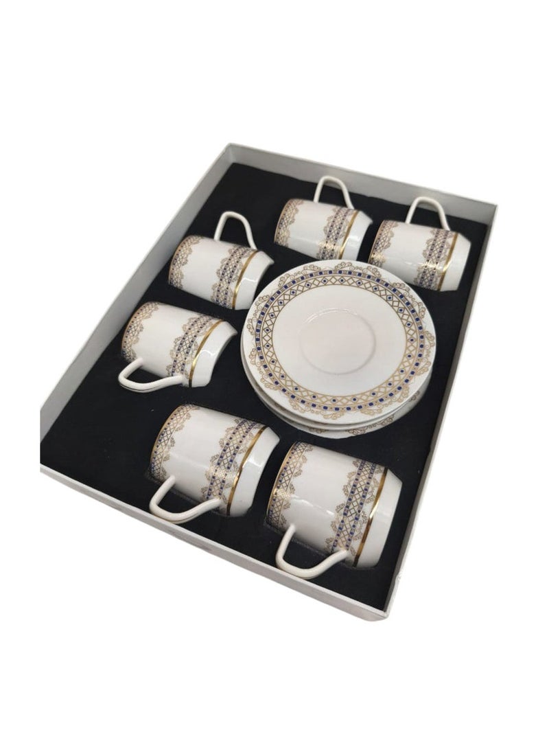 AKDC Premier Ceramic Cup and Saucer 12Pcs Set 6 Cups With 6 Saucers-200ML - Image 2
