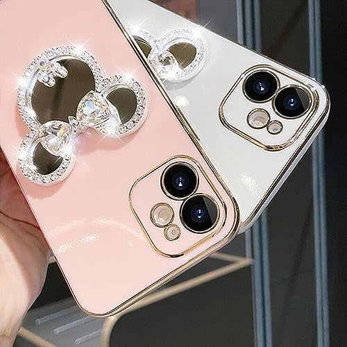KC Back Cover for Vivo V40 5G / Vivo V40 Pro 5G - Round Bunny Mirror Electroplated Soft Silicone New Camera Protection Case - Pink - Image 5