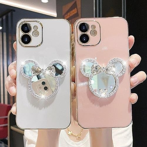KC Back Cover for Vivo V40 5G / Vivo V40 Pro 5G - Round Bunny Mirror Electroplated Soft Silicone New Camera Protection Case - Pink - Image 3