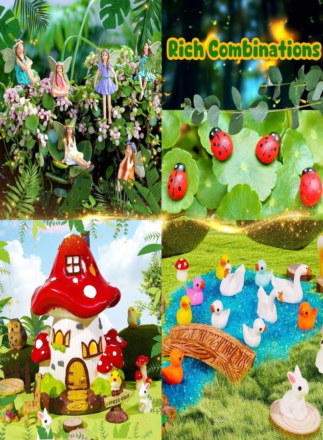 Pamonrueer 50 Pcs Fairy Garden Accessories Kit Miniature Mushroom House & Fairy Figurines Micro Landscape Kit with Animals & Furniture for DIY Crafts Outdoor Garden Mini House Decor Birthday Gift - Image 3