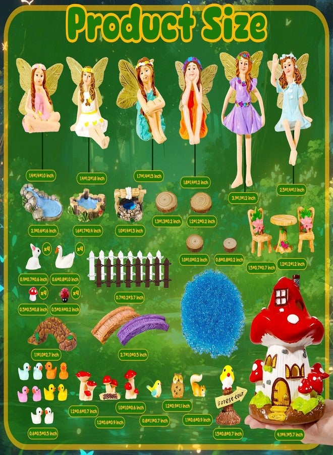 Pamonrueer 50 Pcs Fairy Garden Accessories Kit Miniature Mushroom House & Fairy Figurines Micro Landscape Kit with Animals & Furniture for DIY Crafts Outdoor Garden Mini House Decor Birthday Gift - Image 2