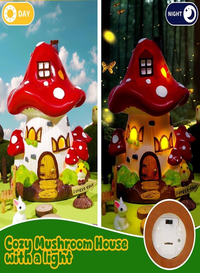 Pamonrueer 50 Pcs Fairy Garden Accessories Kit Miniature Mushroom House & Fairy Figurines Micro Landscape Kit with Animals & Furniture for DIY Crafts Outdoor Garden Mini House Decor Birthday Gift - Image 5