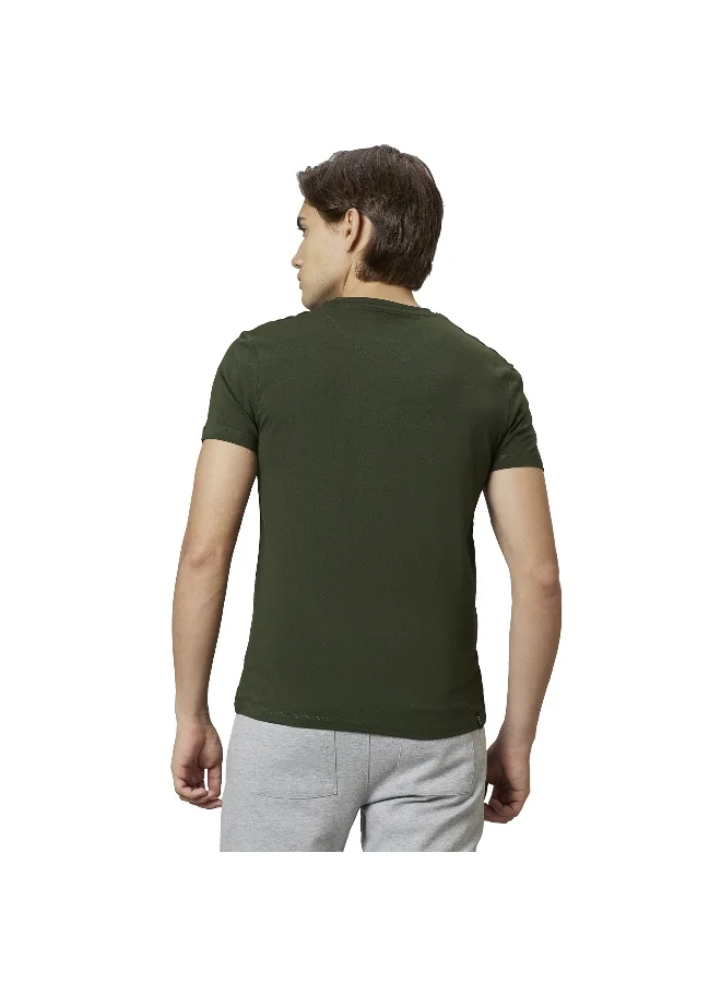 Being Human Mens Dark Olive Round Neck Short Sleeve T-Shirt
