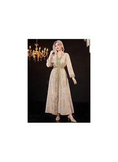 Shein SHEIN Najma Women's Flower Printed Lantern Sleeve Hooded Traditional Full Length Turkish Suit, Evening Moroccan Kaftan  - Image 1