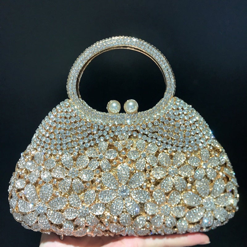 Carefully Selected New Style Small Daisy Diamond Dinner Bag Flower Rhinestone Bag Large Capacity Banquet Portable Crossbody Clutch Bag For Women - Image 1