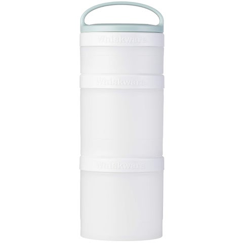 Whiskware Stackable Snack Containers for Kids and Toddlers, 3 Stackable Snack Cups for School and Travel, White and Mint