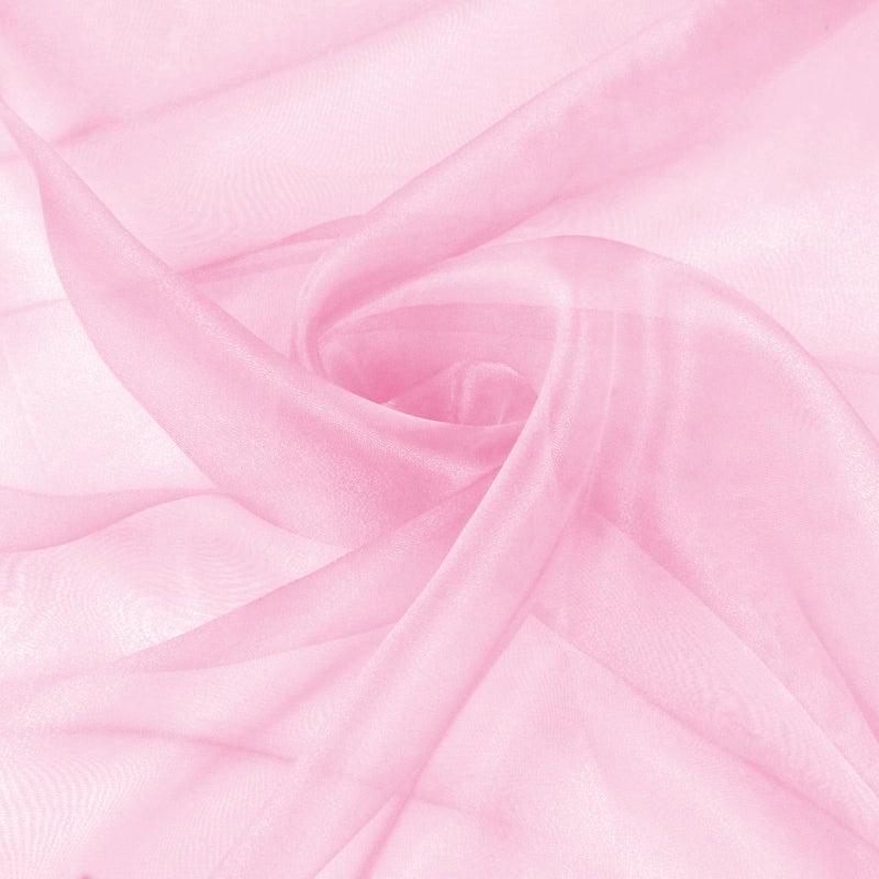 VACVELT Sheer Organza Fabric by The Yard, 60 Inch Wide Light Pink Organza Fabric Bolt Bridal Sheer Tulle Fabric, Silk Organza Roll for Wedding Party Decorations Backdrop Curtain (1 Yard) - Image 1
