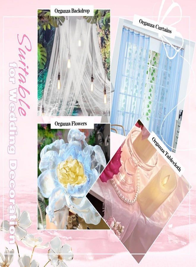 VACVELT Sheer Organza Fabric by The Yard, 60 Inch Wide Light Pink Organza Fabric Bolt Bridal Sheer Tulle Fabric, Silk Organza Roll for Wedding Party Decorations Backdrop Curtain (1 Yard) - Image 5