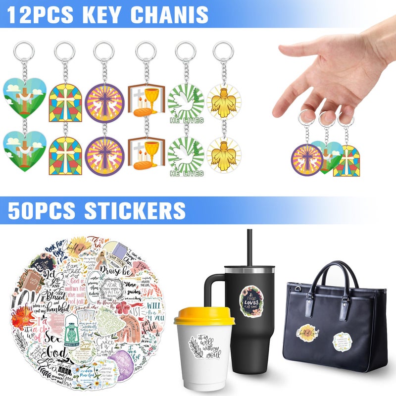Tazimi 122 Pcs Christian Bible Party Favors Jesus Party Favors Cross Goodie Bags With Stickers Rubber Bracelets Button Pins And Bags For Christian Party Supplies Decorations - Image 3