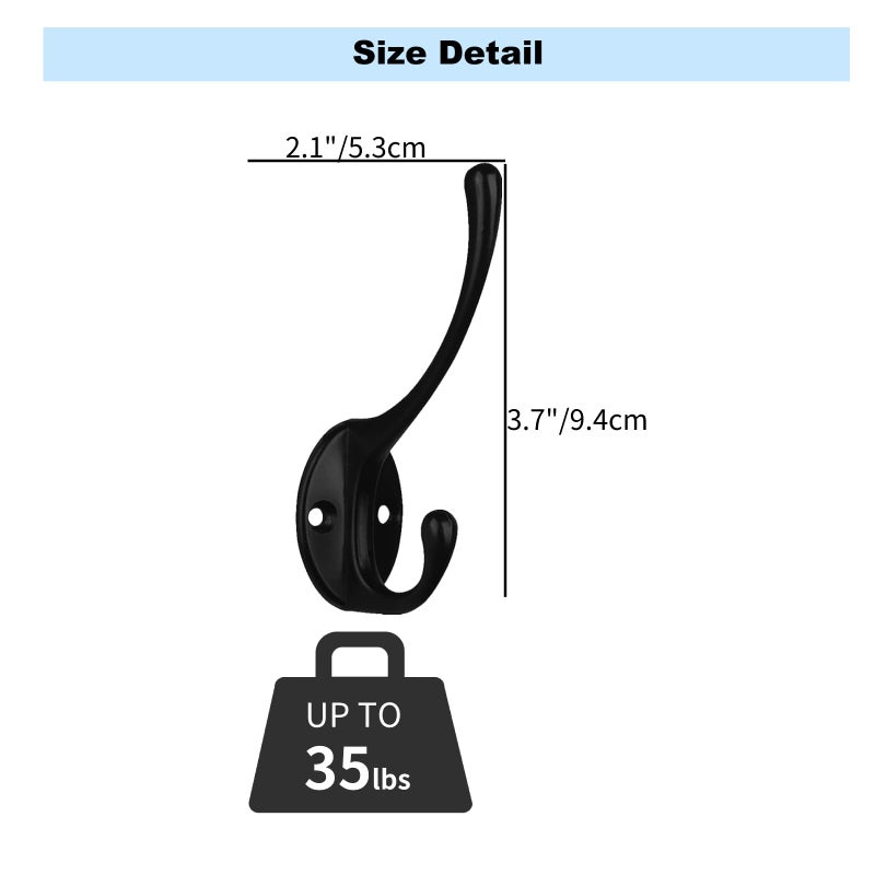Kruodop 4Pcs Coat Hooks Wall Hooks For Hanging Heavy Duty  Wall Mounted Black Towel Hooks  Metal Single Coat Hanger With Screws Cup Retro For Coats  Handbags  Towels - Image 2
