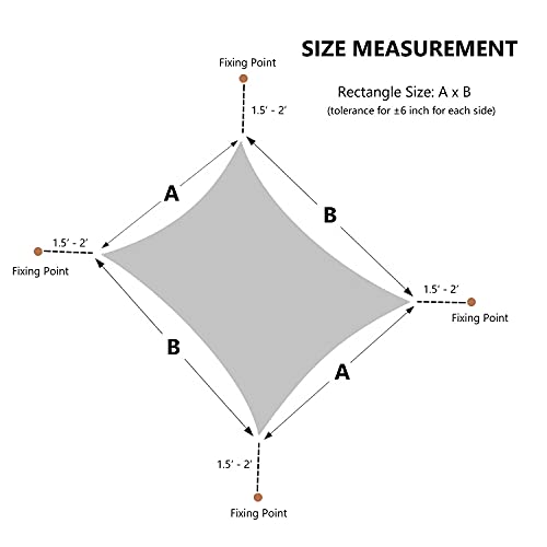 AsterOutdoor Sun Shade Sail Rectangle 8' x 12' UV Block Canopy for Patio Backyard Lawn Garden Outdoor Activities, Gray - Image 4