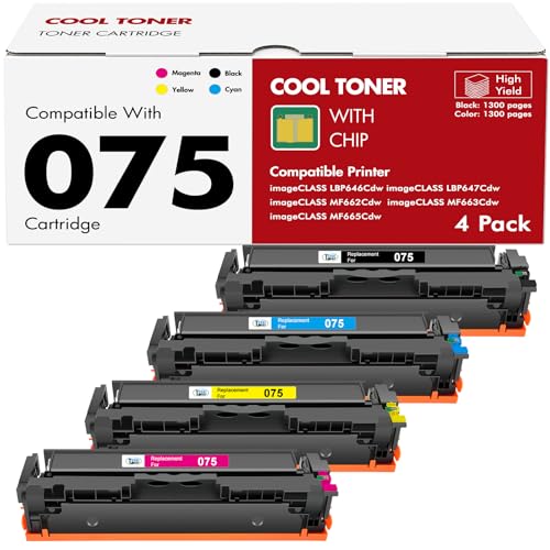 Cool Toner 075 Toner Cartridge Set 075H: MF665CDW LBP646Cdw MF663Cdw Compatible for Canon Color ImageCLASS MF660c MF662CDW LBP647Cdw LBP640c LBP640 MF660 Printer 4 Pack High Capacity (Black Cyan Yellow Magenta) - Image 1