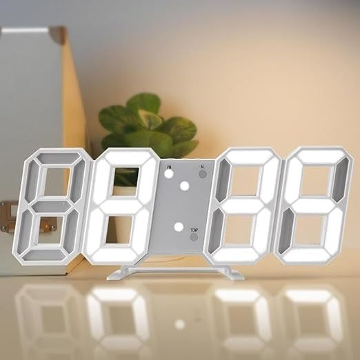 OTISTORES Digital Led Clock Acryalic 3D Led Digital Wall Clock Digital Clock Wall Hanging AutoAdjustable Brightness at Night1224Hr AutoAdjustable Brightness Temperature Bedroom Pack of 1