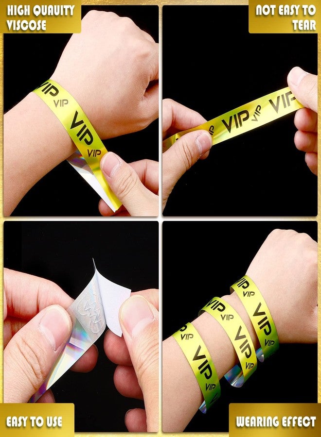 Teling 500 Pack VIP Plastic Wristbands Bracelets Party for Events VIP Custom Wristbands Plastic Bracelets Tear proof Waterproof Wrist Bands Arm Bands for Events Concerts(Gold) - Image 4