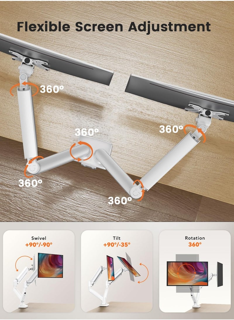 Joshberg - Dual Monitor Mount for 17″–32″ Screens, Max 22 lbs Each Arm, Adjustable Dual Monitor Stand, Sturdy Dual Monitor Arm with 180° Swivel, Tilt, 360° Rotation for Home Office - Image 1