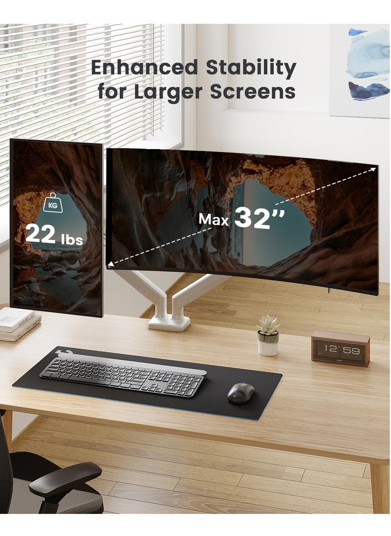 Joshberg - Dual Monitor Mount for 17″–32″ Screens, Max 22 lbs Each Arm, Adjustable Dual Monitor Stand, Sturdy Dual Monitor Arm with 180° Swivel, Tilt, 360° Rotation for Home Office - Image 1
