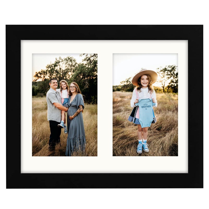 AVEAX 8x10 20x25 cm Photo Frame Display Double 4x6 Frames Multiple Photos Black