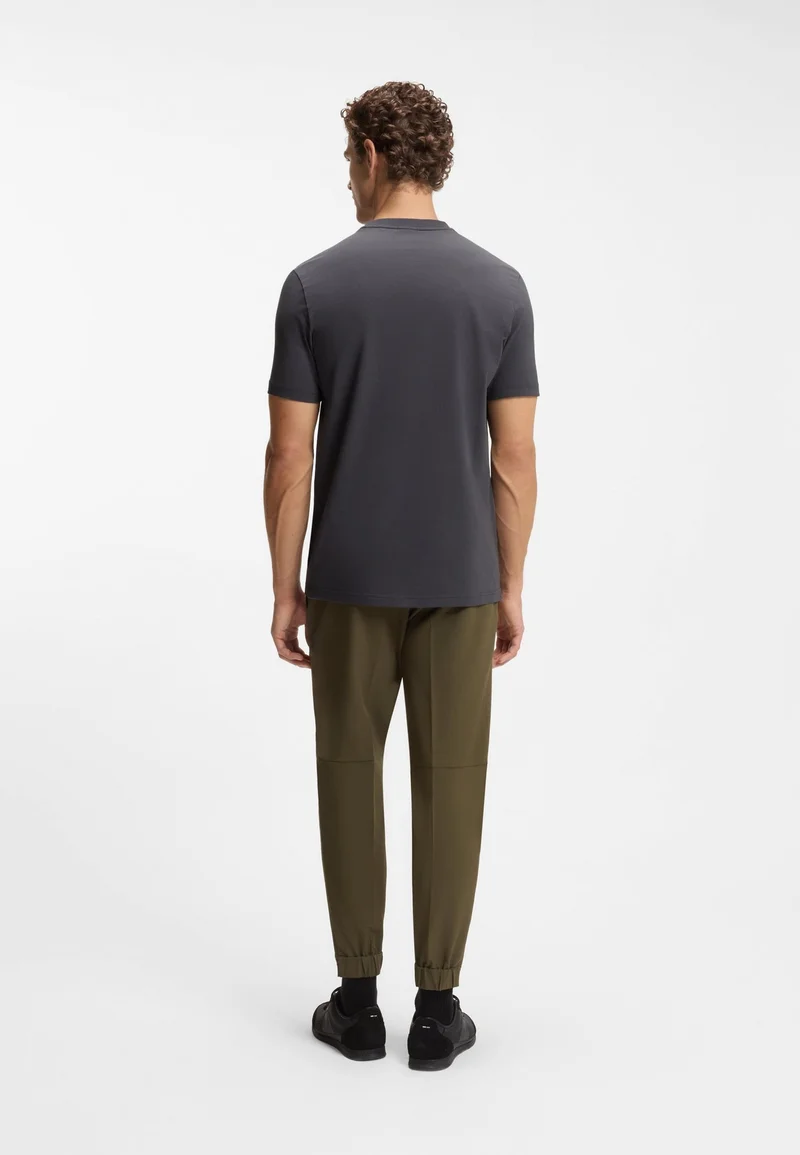 BOSS Open Grey Stretch-cotton T-shirt with logo detail for Men | Best Price UAE