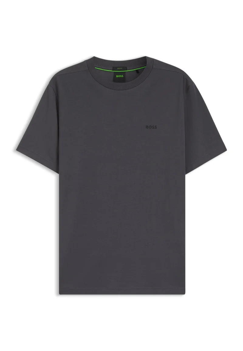 BOSS Open Grey Stretch-cotton T-shirt with logo detail for Men | Best Price UAE