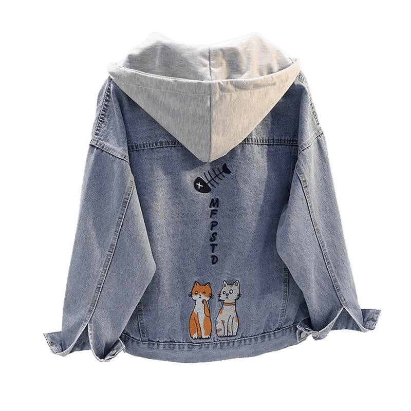 Girls' Denim Coat Girls' Loose Casual Coat Girls' Embroidered Korean Student Version Trend - Image 5