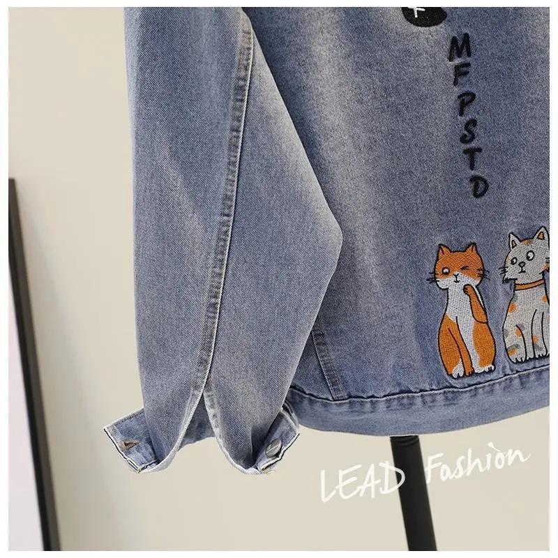 Girls' Denim Coat Girls' Loose Casual Coat Girls' Embroidered Korean Student Version Trend - Image 4