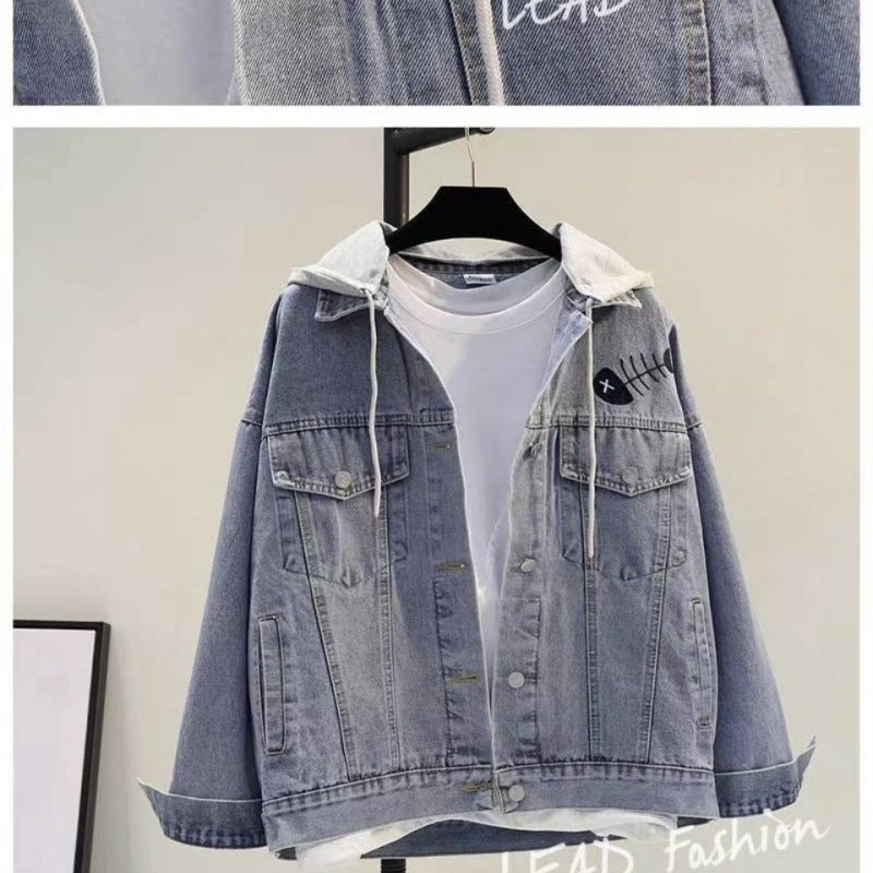 Girls' Denim Coat Girls' Loose Casual Coat Girls' Embroidered Korean Student Version Trend - Image 3
