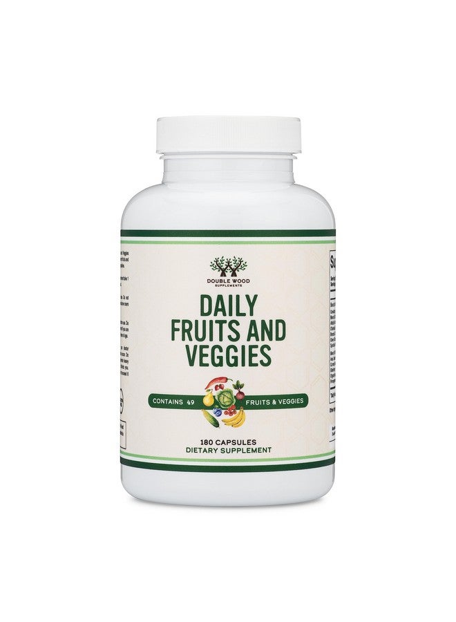 Double Wood Supplements Fruits and Veggies Supplement (Daily Blend of 49 Different Fruits and Vegetables, 23 Veggies and 29 Fruits) 1,500mg Servings, 180 Capsules (No Fillers, Vegan Safe, Non-GMO) by Double Wood - Image 1