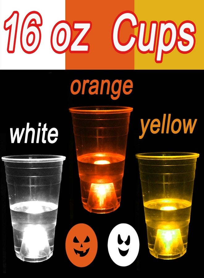 Ahuimeius 22 Pcs Glow Candy Corn Theme Party Game, 16oz Light Up Pong Cups for Pumpkin & Ghost Party with 6 Halloween Theme Balls - Image 5