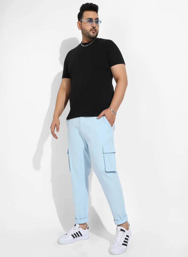 Instafab Plus  Instafab Plus Men's Light Blue Cargo Trousers for Men | Best Price UAE