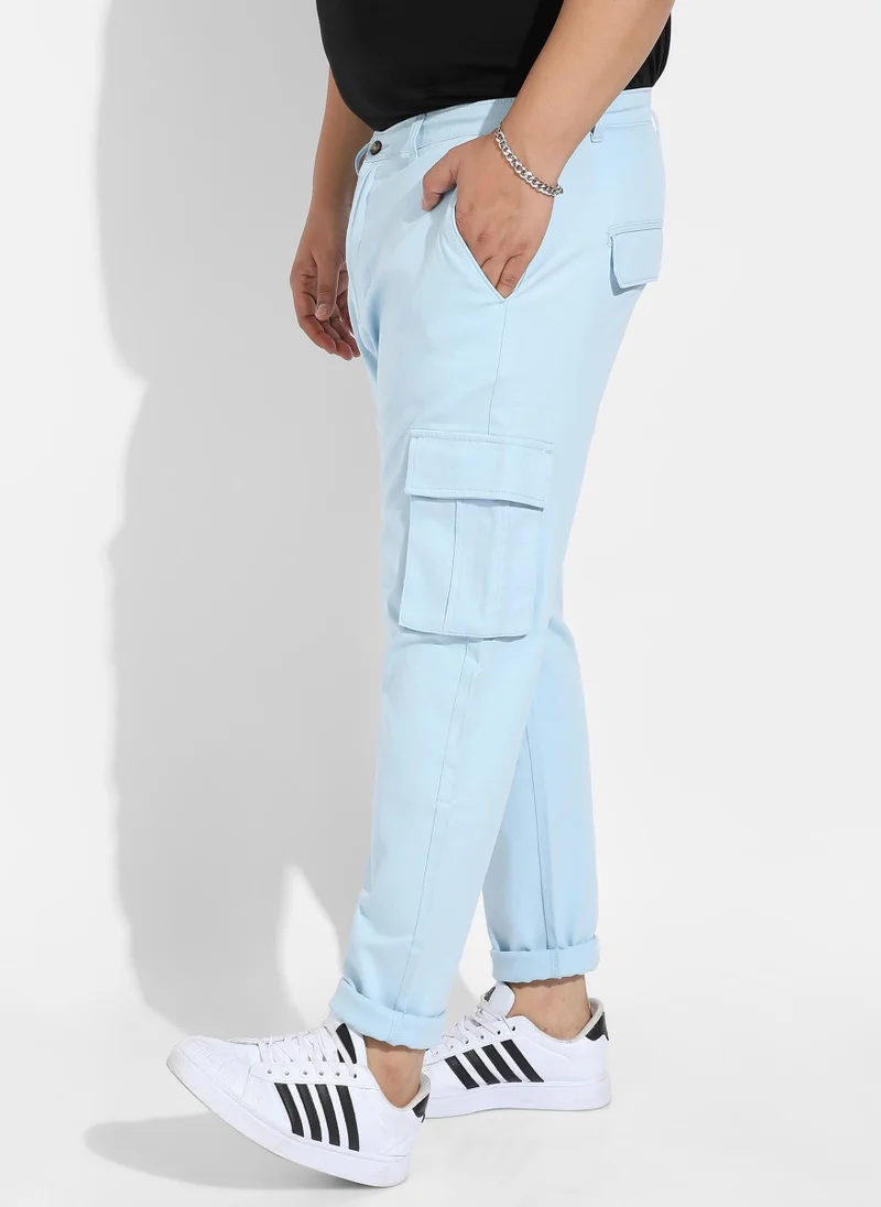 Instafab Plus  Instafab Plus Men's Light Blue Cargo Trousers for Men | Best Price UAE
