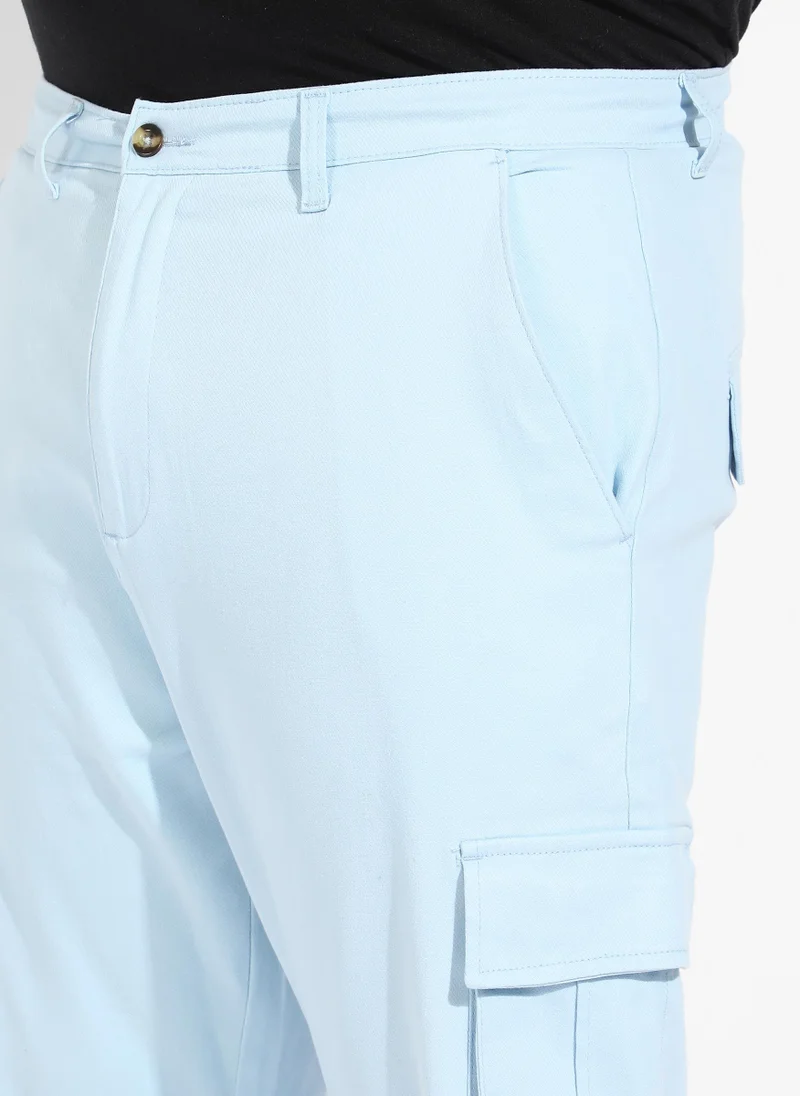 Instafab Plus  Instafab Plus Men's Light Blue Cargo Trousers for Men | Best Price UAE