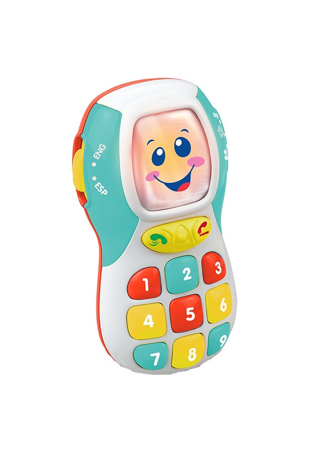 Happy Kids هاتف المحمول الأول للأطفال من ليتل ليرنر، لعبة ثنائية اللغة، أرقام، موسيقى، أضواء، 12 شهرًا فما فوق، 11.18 × 6.1 × 17.27 سم - متعدد الألوان - Image 1