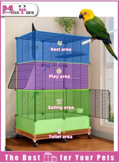 MissTiara Bird Large Cage for Parakeets, Parrotlets, Cockatiels, Budgie Finch Lovebird Canary Pet Bird,Splash-proof food, Easy to install and clean，Accessories included Large space multiple birds fly freely 74*37*139cm White  - Image 3