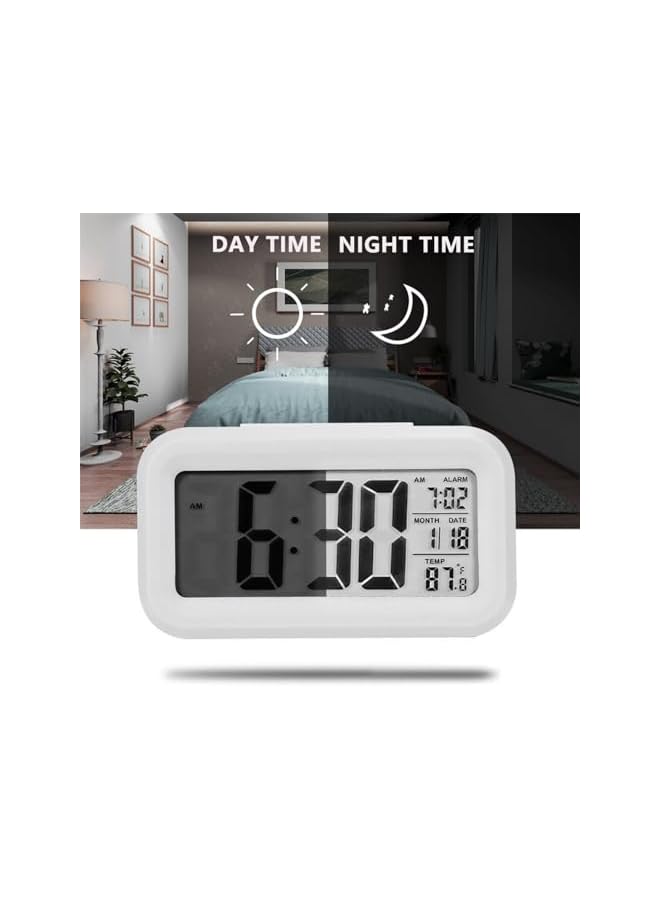 erorex Smart Digital Alarm Clock with Date and Temperature Snooze Button on Top Battery Operated Rectangle Desk Clock with Night Light for Bedroom Kids Children Girls Boys - Image 3