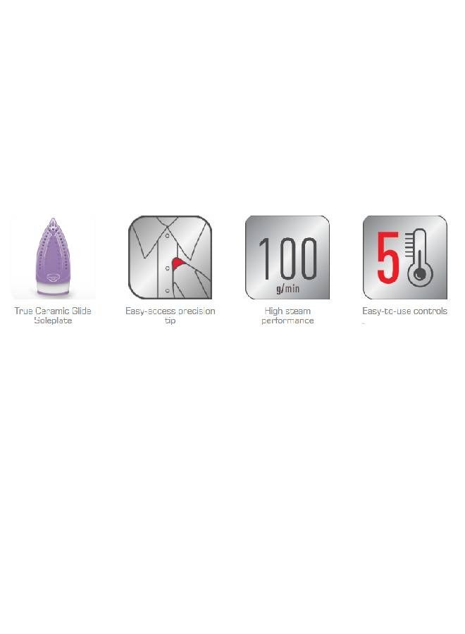 Tefal Steam Iron 180 ml 1430 W FV1953MO Purple - Image 4