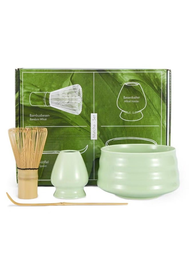 Haidue Matcha Set - Matcha Whisk (Chasen)  Traditional Scoop (Chashaku)  Whisk Holder  Matcha Bowl - The Perfect Bamboo Matcha Kit to Prepare a Traditional Cup of Japanese Matcha Tea (Green)  - Image 1