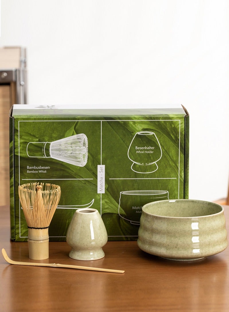 Haidue Matcha Set - Matcha Whisk (Chasen)  Traditional Scoop (Chashaku)  Whisk Holder  Matcha Bowl - The Perfect Bamboo Matcha Kit to Prepare a Traditional Cup of Japanese Matcha Tea (Green)  - Image 2