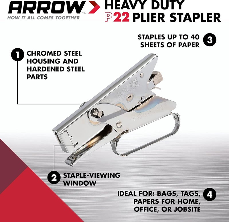 Arrow Fastener Arrow P22 Heavy Duty Handheld Plier Stapler for Crafts, Office, and Insulation, Uses 1/4-Inch and 5/16-Inch Staples - Image 2
