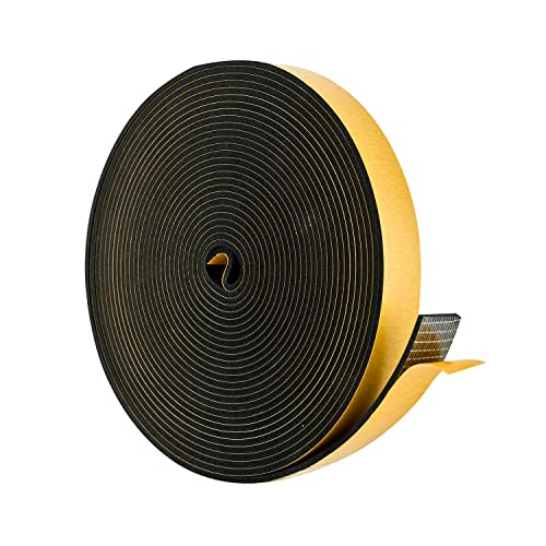Dualplex High Density Foam Weather Stripping Door Seal Strip Insulation Tape Roll for Insulating Door Frame, Window, Air Conditioner | Self Adhesive Sealing Weatherstrip (Black, 1 in x 1/8 in x 30 Ft) - Image 1