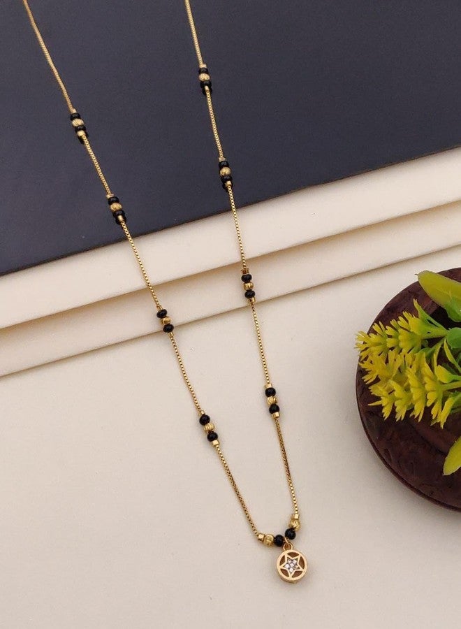 sweeply Elegant Stylish Mangalsutra with Star-Shaped Pendant & Black Beads for Women | Elegant Daily, Wear Jewelry, Best Birthday Gift, perfect for Anniversary, Mother's Day gift, Velentine Gift, Gift for Diwali - Image 2